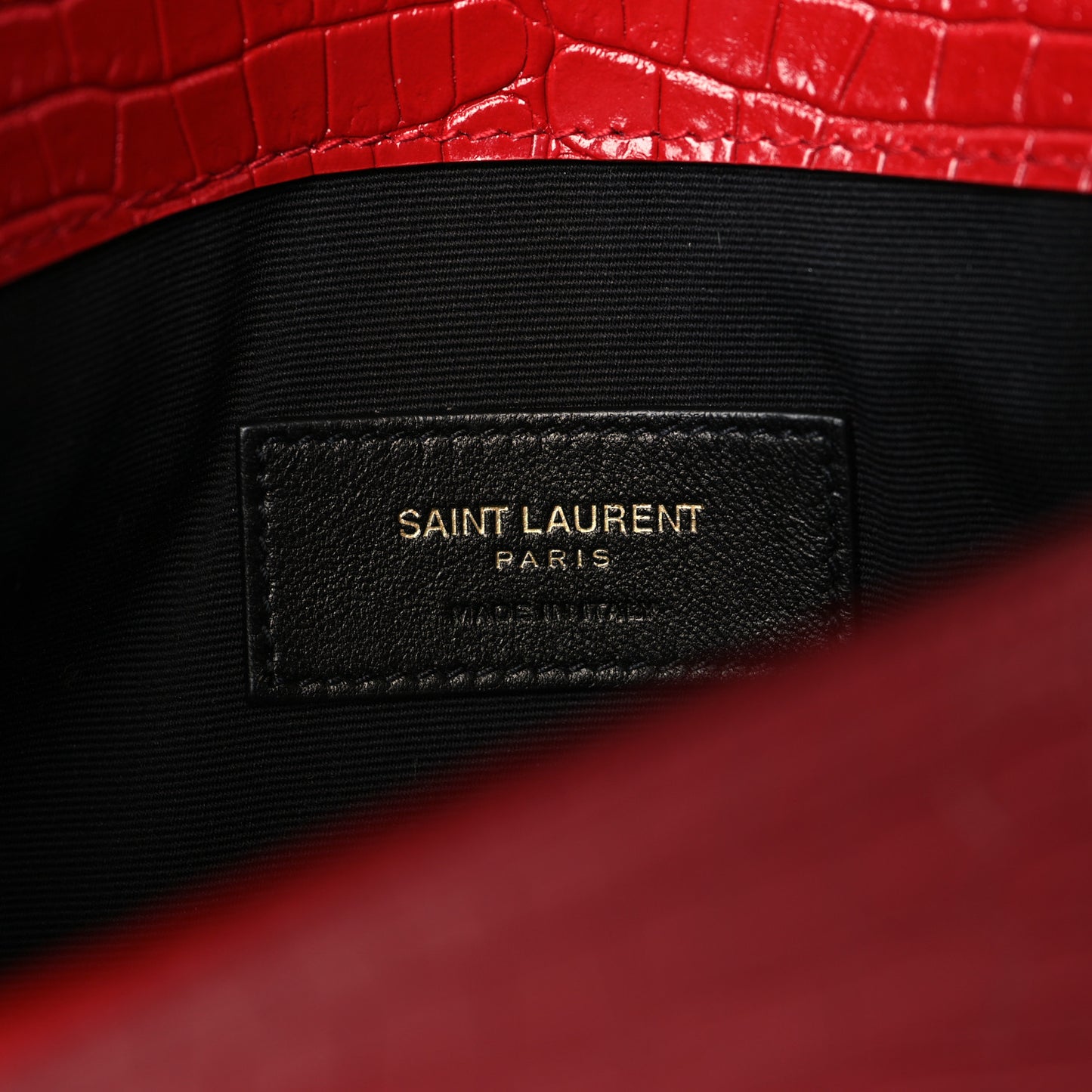 Calfskin Crocodile Embossed Uptown Monogram Pouch Rouge Eros