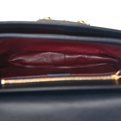 Gucci Vintage Rice Canvas Plutone Calfskin Horsebit 1955 Shoulder Bag Beige Blue 5 of 11