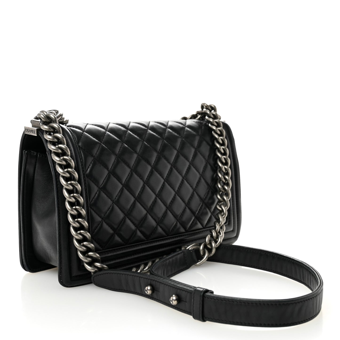 Lambskin Quilted Medium Boy Flap Black