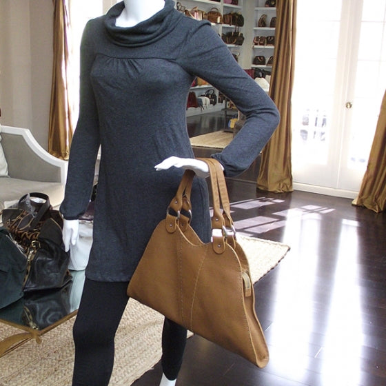Calfskin Romano Selleria Diablo Shopper Camel