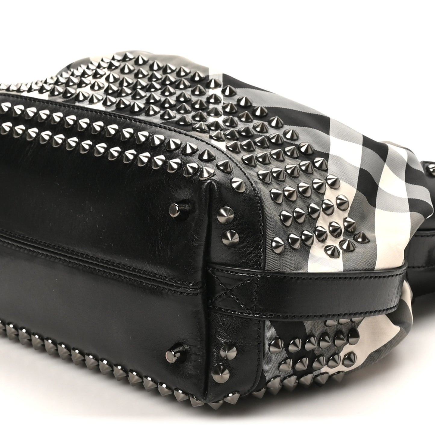 Nylon Beat Check Studded Hobo Black