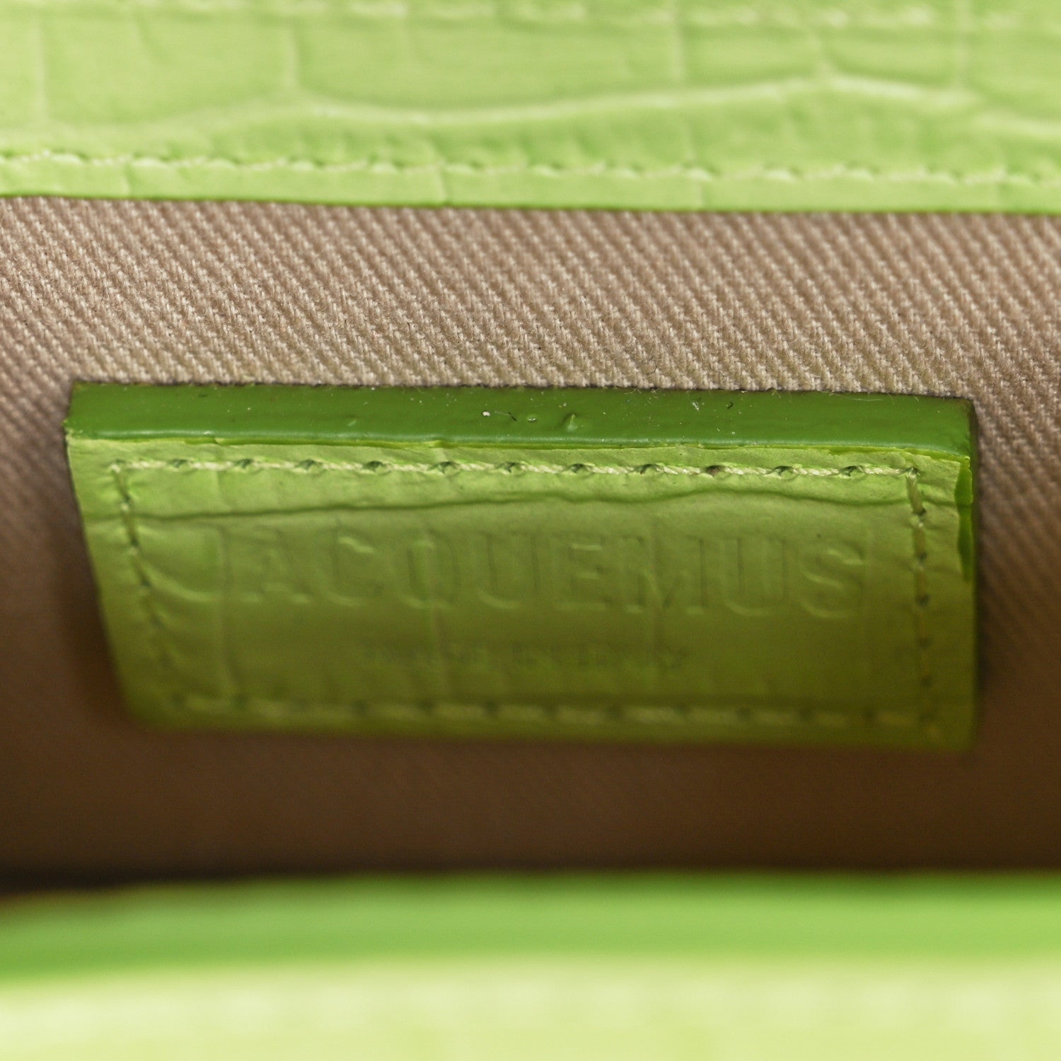 Jacquemus Calfskin Crocodile Embossed Le Chiquito Light Green 6 of 9