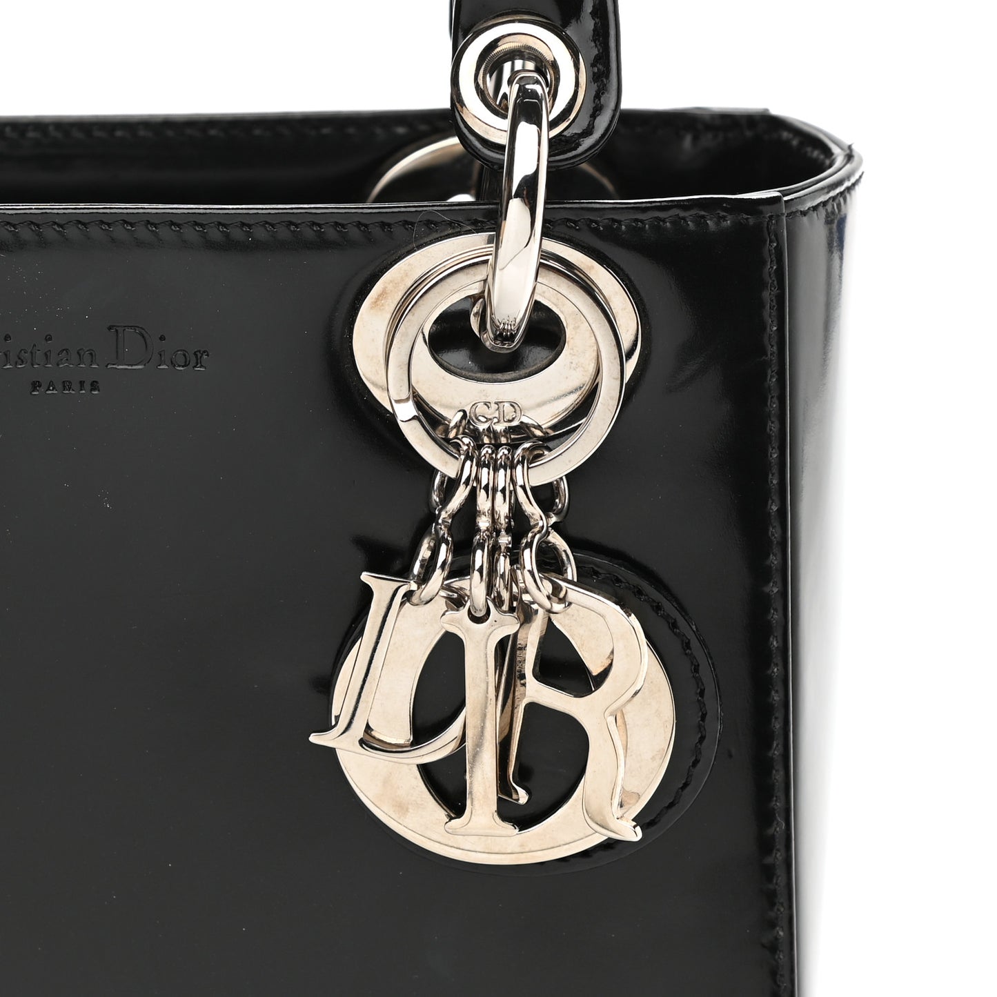 Glazed Calfskin Mini Lady Dior Black