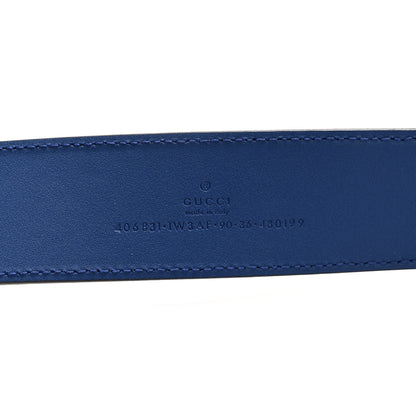 Gucci Calfskin GG Tennis Embossed Double G 40mm Belt 90 36 Intense Metal Blue 5 of 5