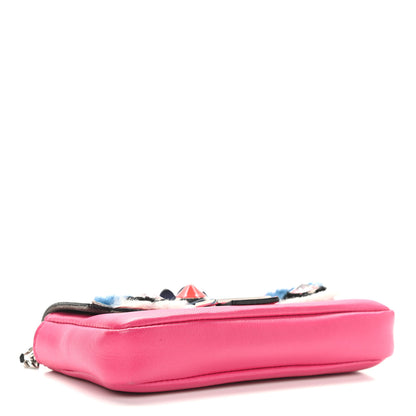 Fendi Shiny Nappa Rabbit Fur Crystal Flowerland Micro Buggie Baguette Fuxia Curacao Multicolor 4 of 10