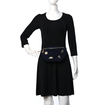 Chanel Wool Lambskin Quilted Paris Hamburg Charms Waist Bag Dark Navy 2 of 9