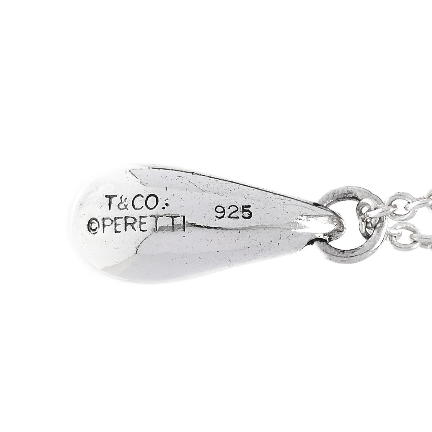 Sterling Silver 12mm Elsa Peretti Teardrop Pendant Necklace