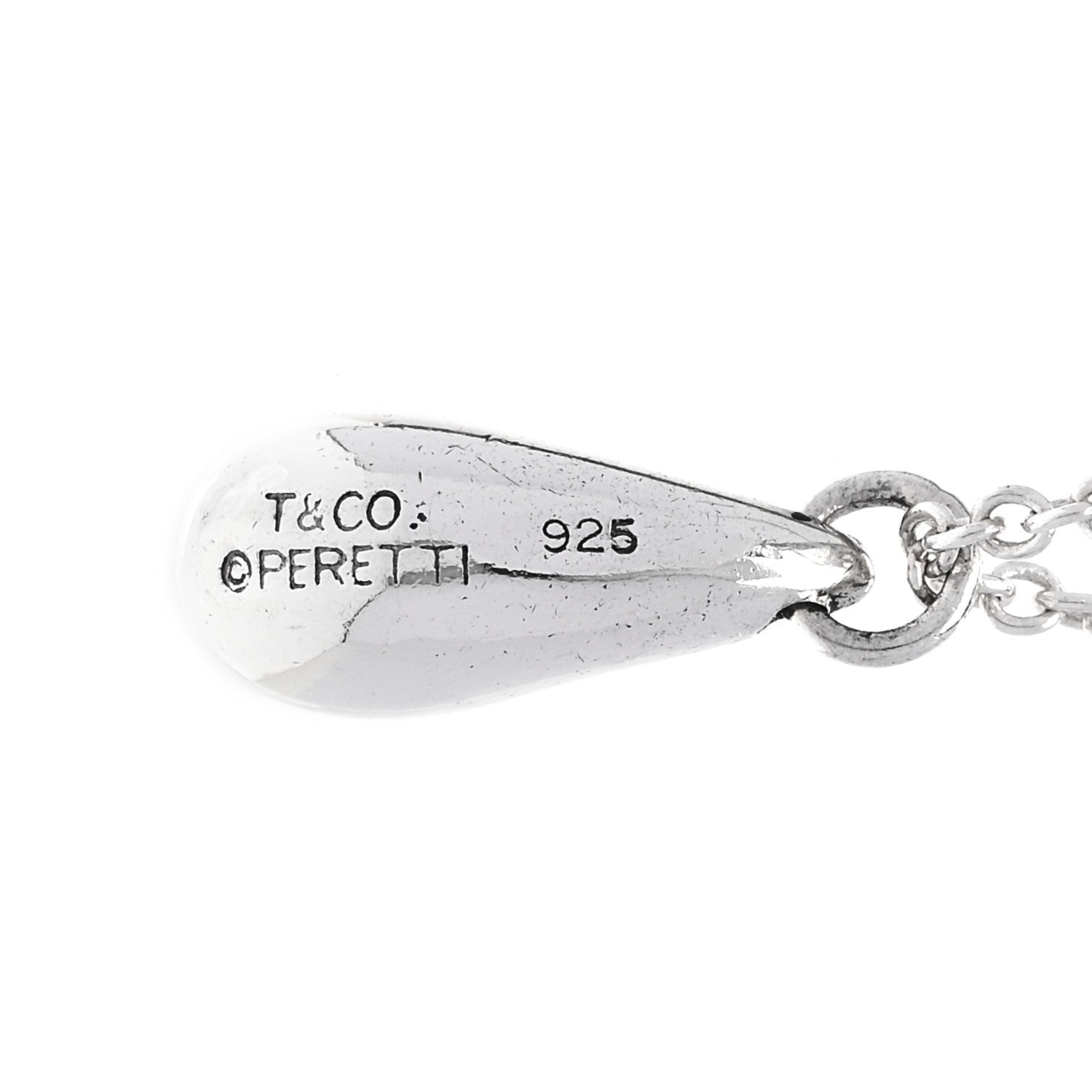 Tiffany Sterling Silver 12mm Elsa Peretti Teardrop Pendant Necklace 4 of 5