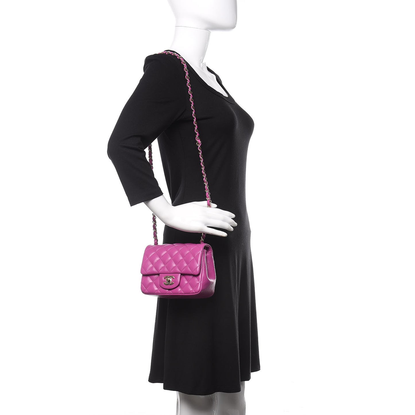 Lambskin Quilted Mini Square Flap Purple