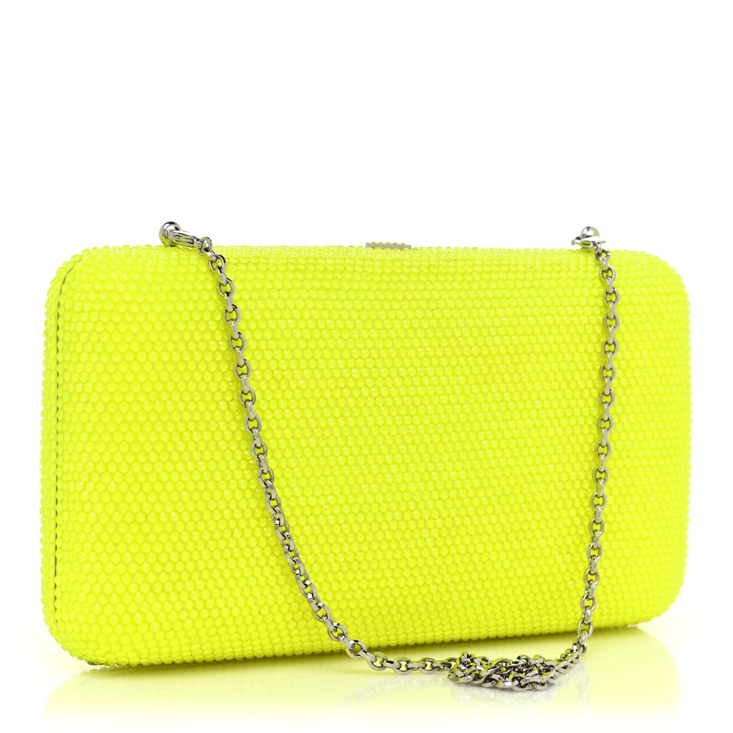 Judith Leiber Beaded Smooth Rectangle Clutch Neon Green 2 of 7