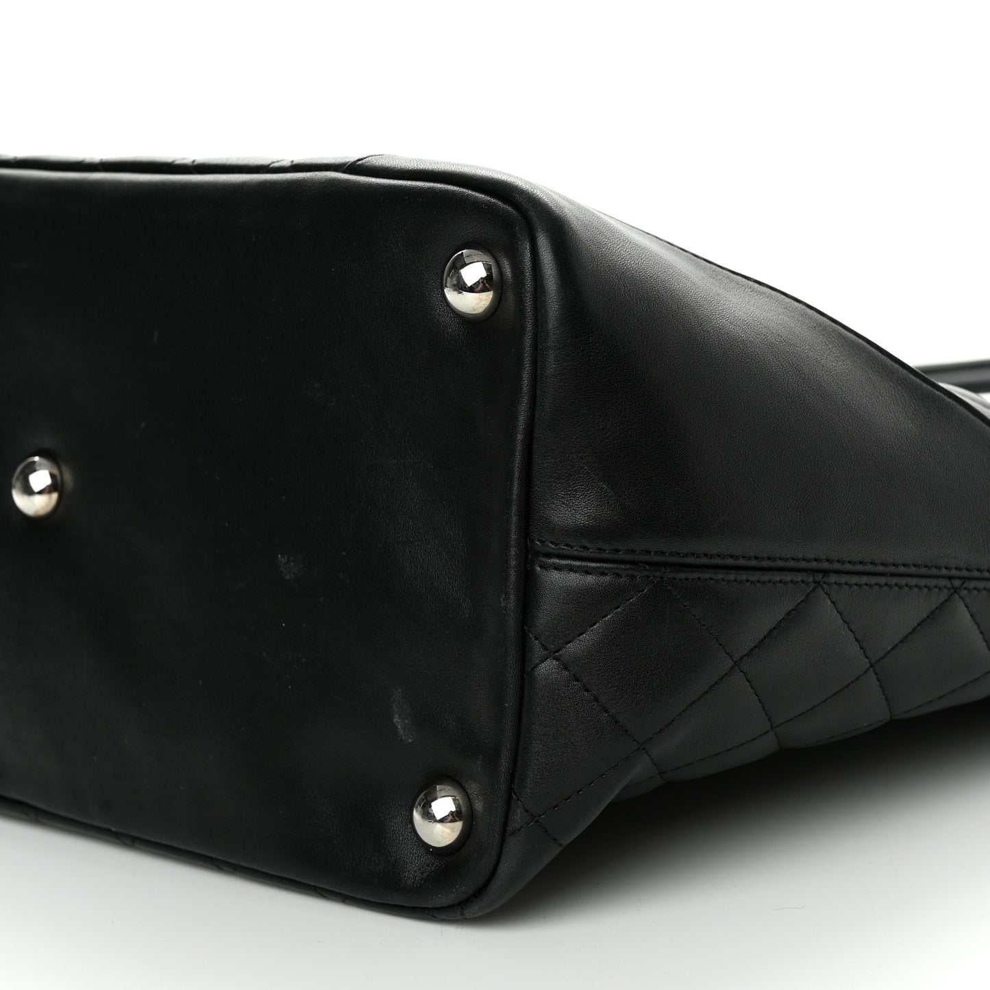 Calfskin Quilted Large Cambon Tote Black
