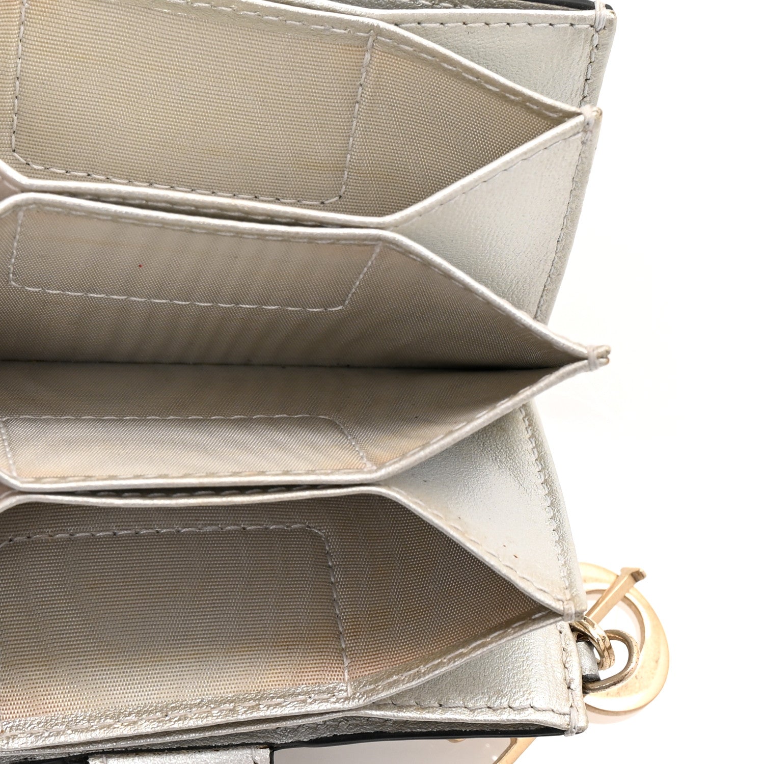Christian Dior Metallic Grained Calfskin Cannage Lady Dior 5-Gusset Card Holder Silver 5 of 9