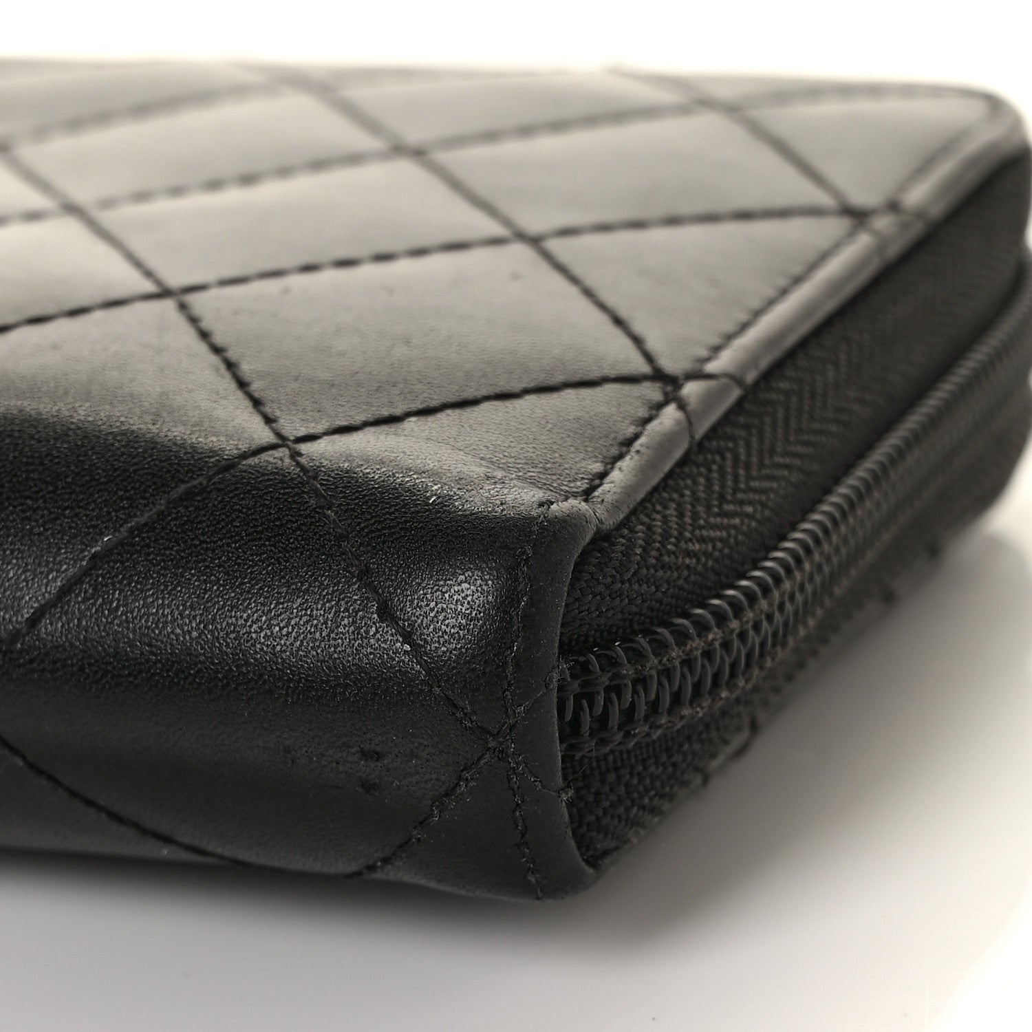 Chanel Calfskin Quilted Cambon Large Gusset Zip Around Wallet Black 12 of 12