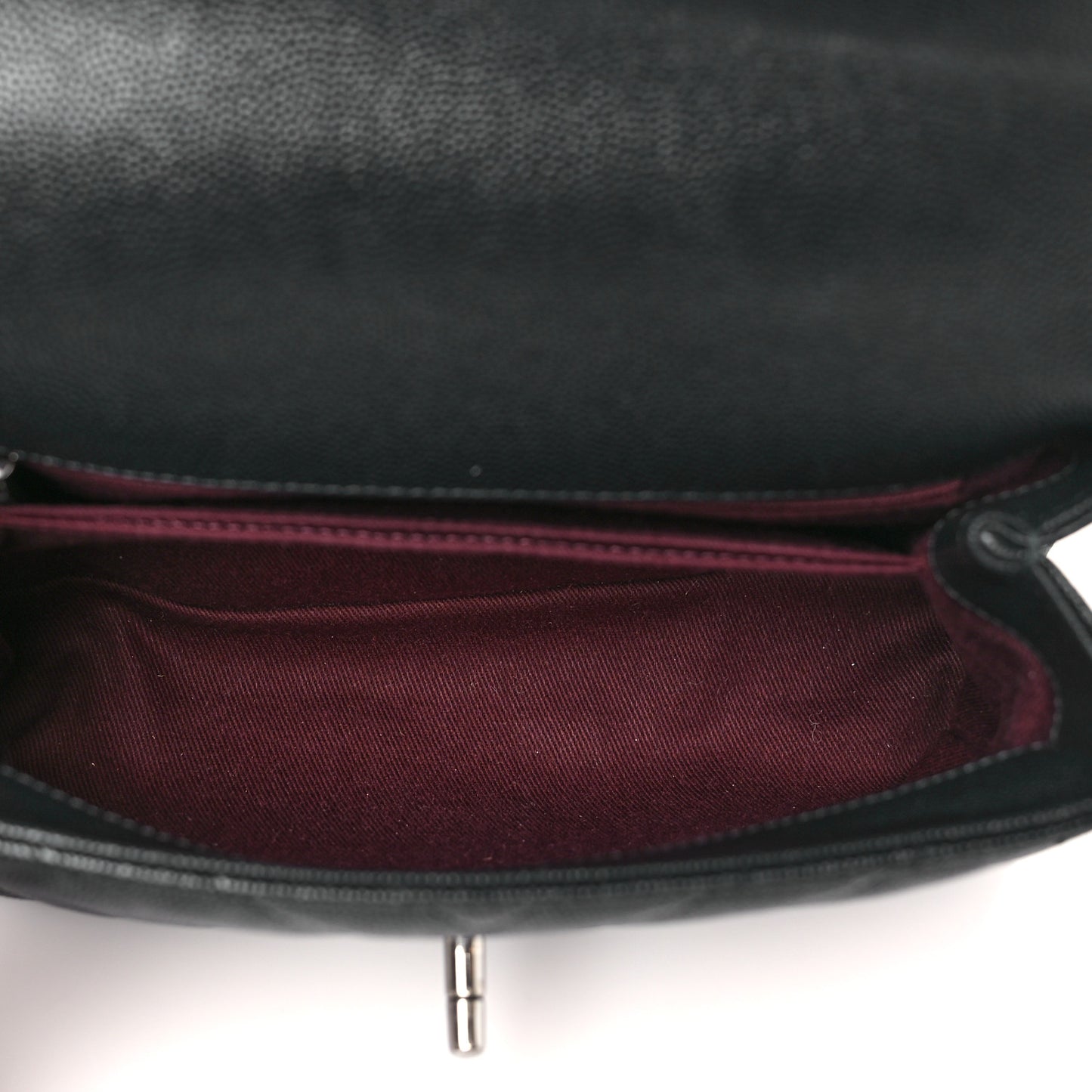 Caviar Chevron Quilted Mini Coco Handle Flap Black
