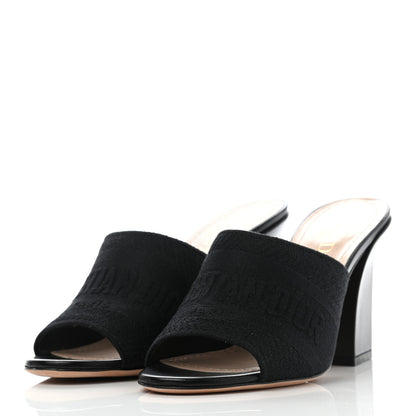 Christian Dior Cotton Embroidered Dway 85mm Slide Sandals 37 Black 3 of 8