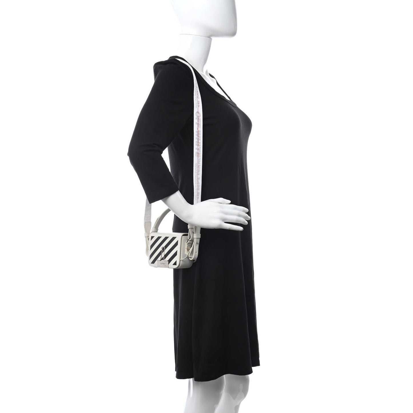 Saffiano Striped Baby Flap White Black