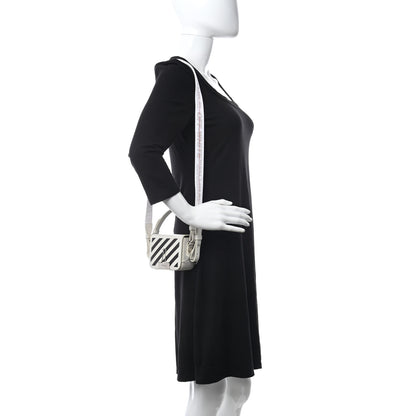 Off-White Saffiano Striped Baby Flap White Black 2 of 11