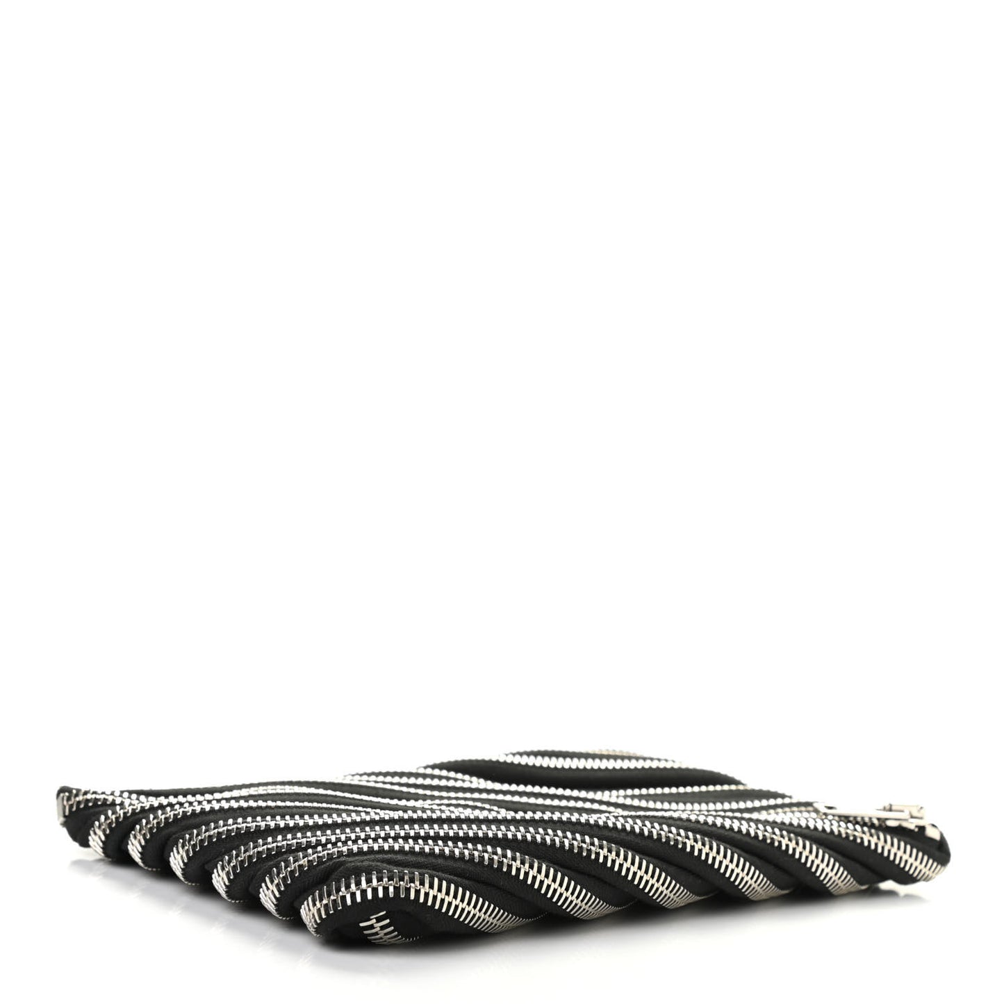 Metal Nylon Zipper Clutch Black
