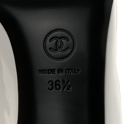 Chanel Patent Calfskin Pumps 36.5 White Black 8 of 9