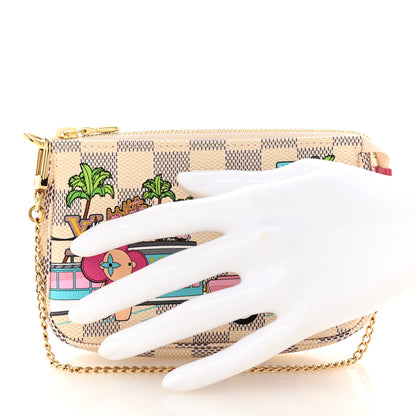 Louis Vuitton Damier Azur 2021 Christmas Animation Hollywood Mini Pochette Accessories Fuchsia 2 of 8