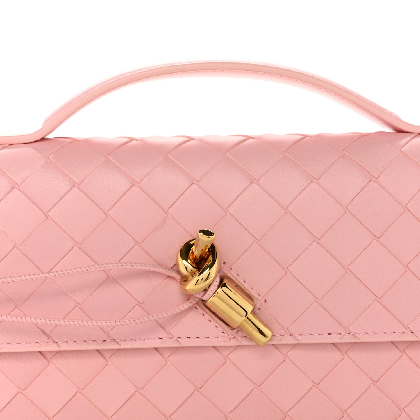 Nappa Intrecciato Long Andiamo Top Handle Clutch Rose