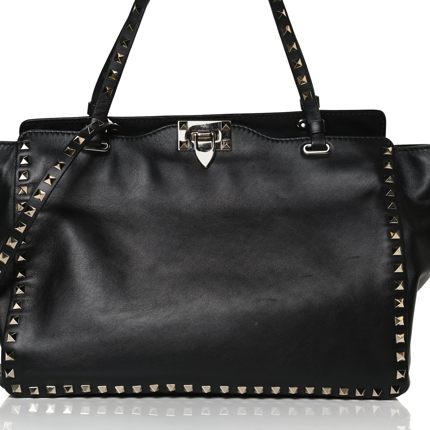 Vitello Medium Rockstud Tote Black