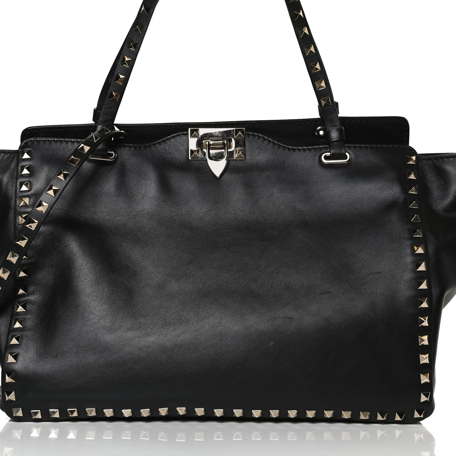 Valentino Garavani Vitello Medium Rockstud Tote Black 8 of 12