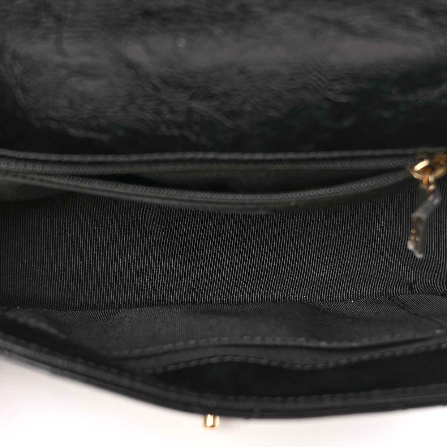 Crumpled Glazed Lambskin Quilted Mini Flap Black