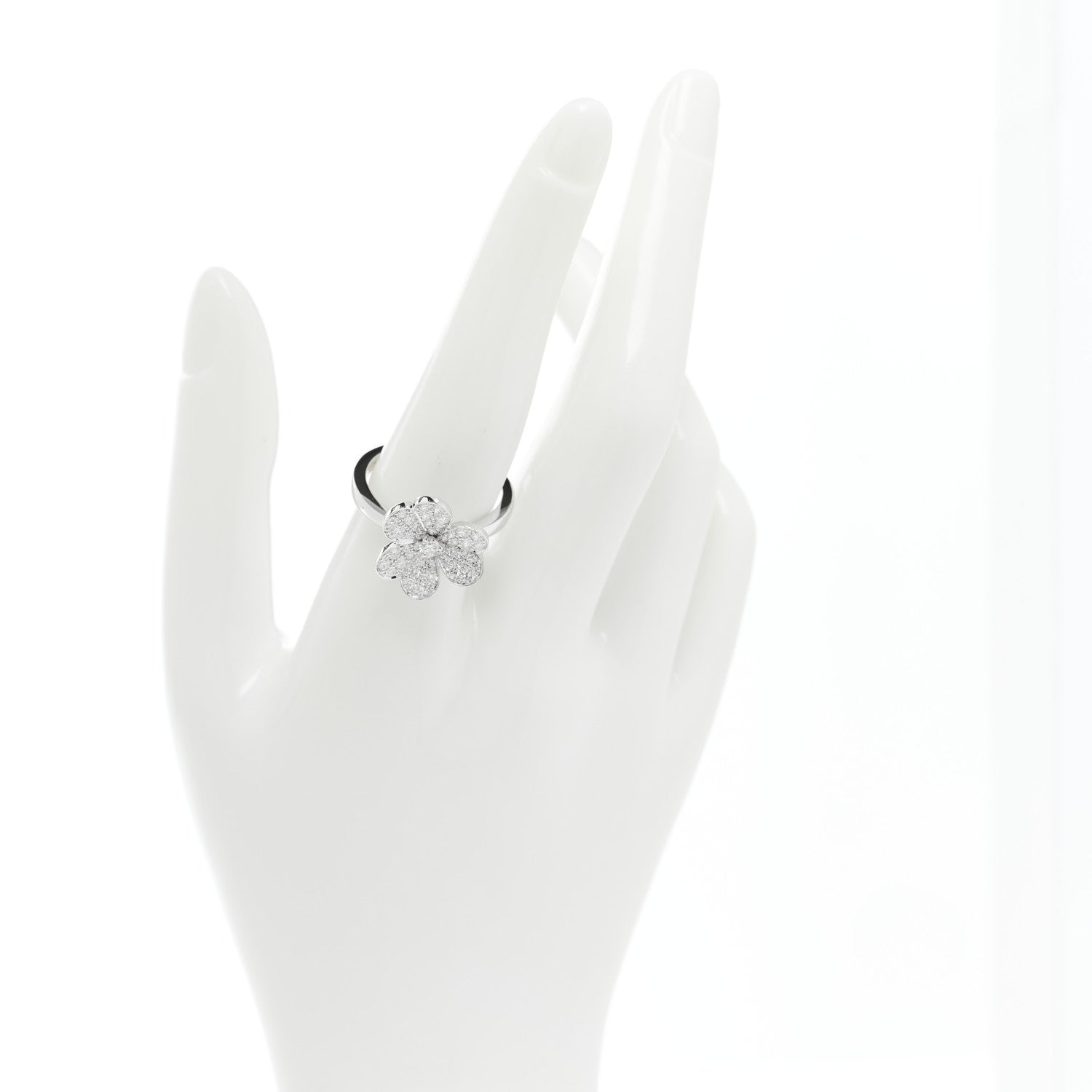 Van Cleef & Arpels 18K White Gold Diamond Small Frivole Ring 57 8 2 of 7