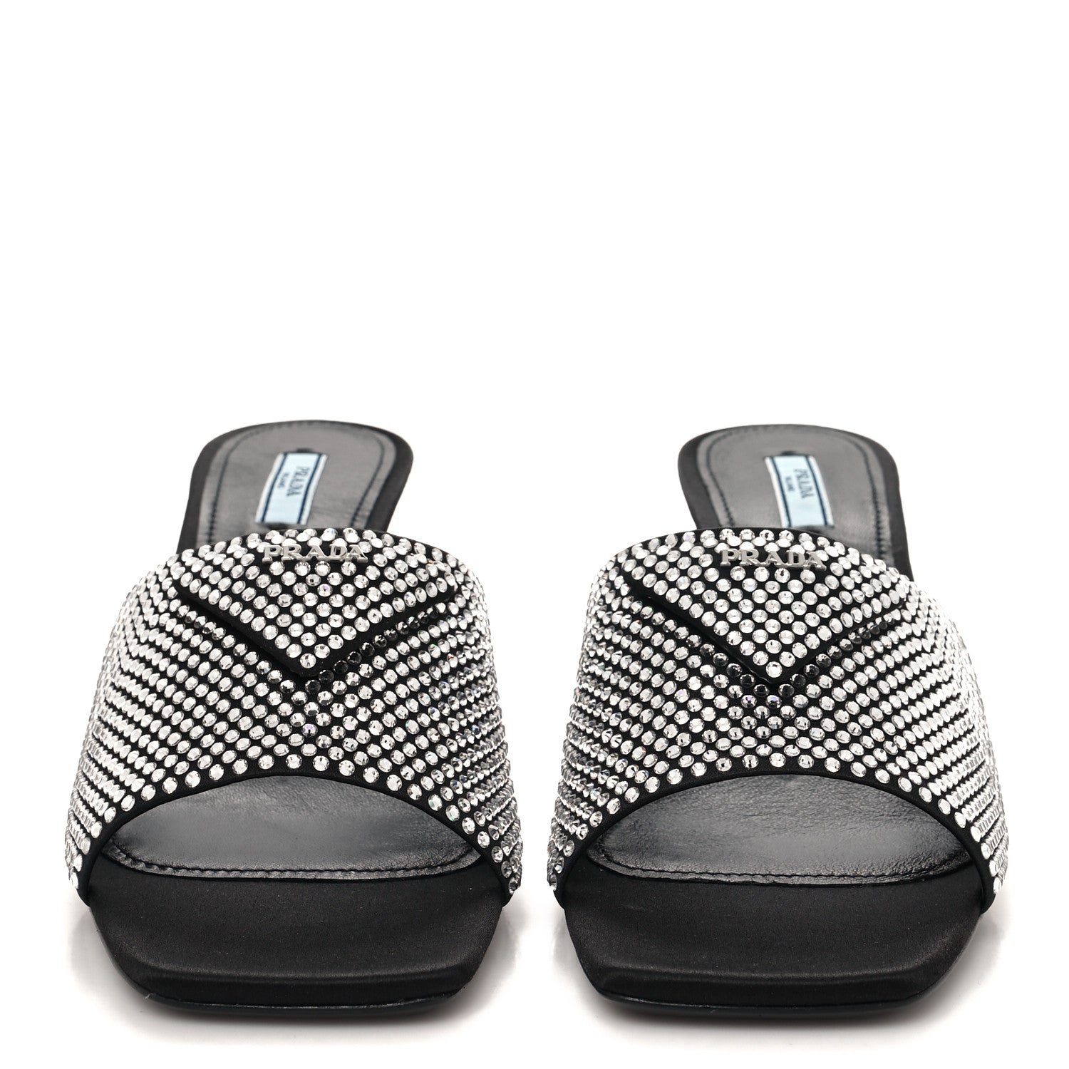 Prada Satin Crystal Logo 65mm Slide Sandals 41 Cristal 2 of 8