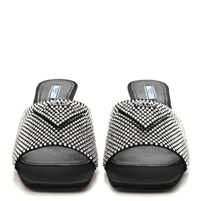 Prada Satin Crystal Logo 65mm Slide Sandals 41 Cristal 2 of 8