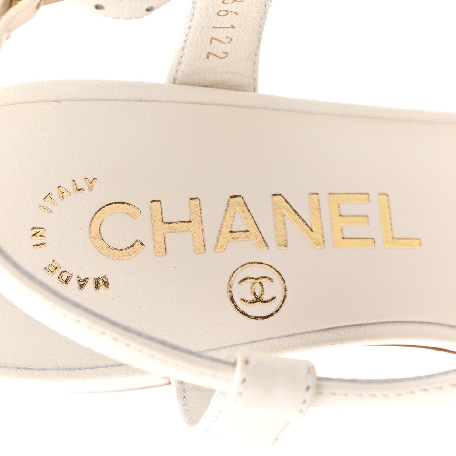 Chanel Lambskin Pearl CC Star Sandals 36.5 White 1913053