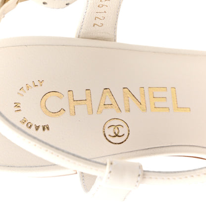 Chanel Lambskin Pearl CC Star Sandals 36.5 White 8 of 10