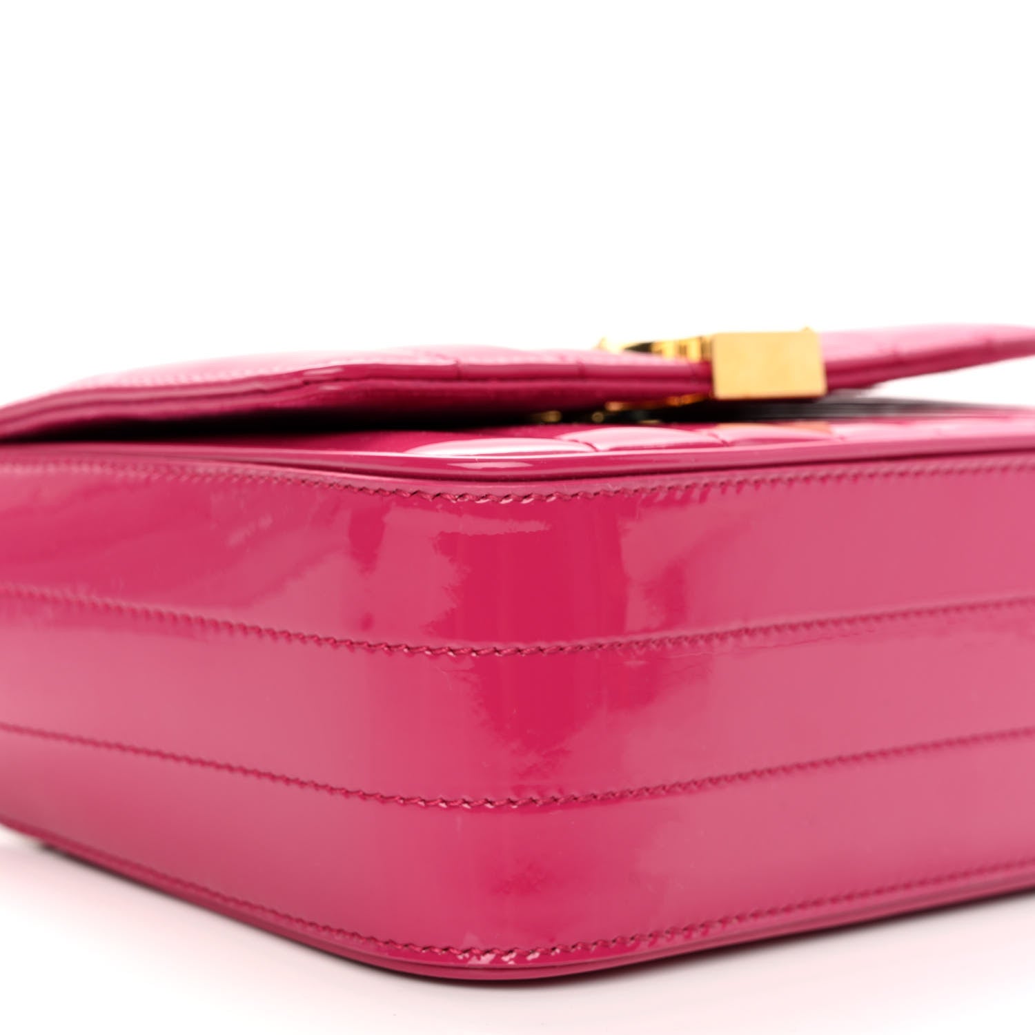 Saint Laurent Patent Calfskin Matelasse Monogram Small Vicky Chain Bag Bubblegum 8 of 9