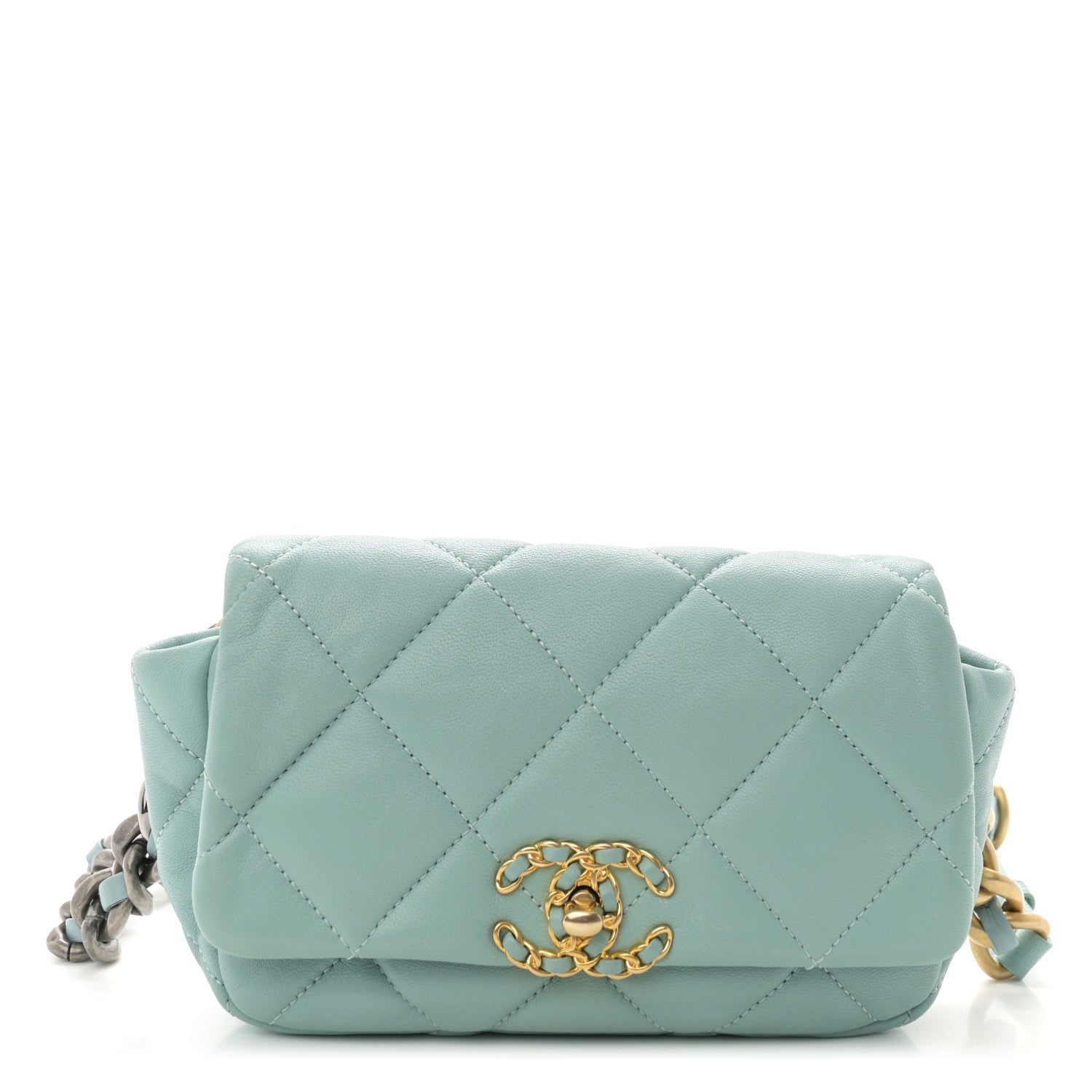 Chanel Lambskin Quilted Chanel 19 Waist Bag Light Blue 1 of 10