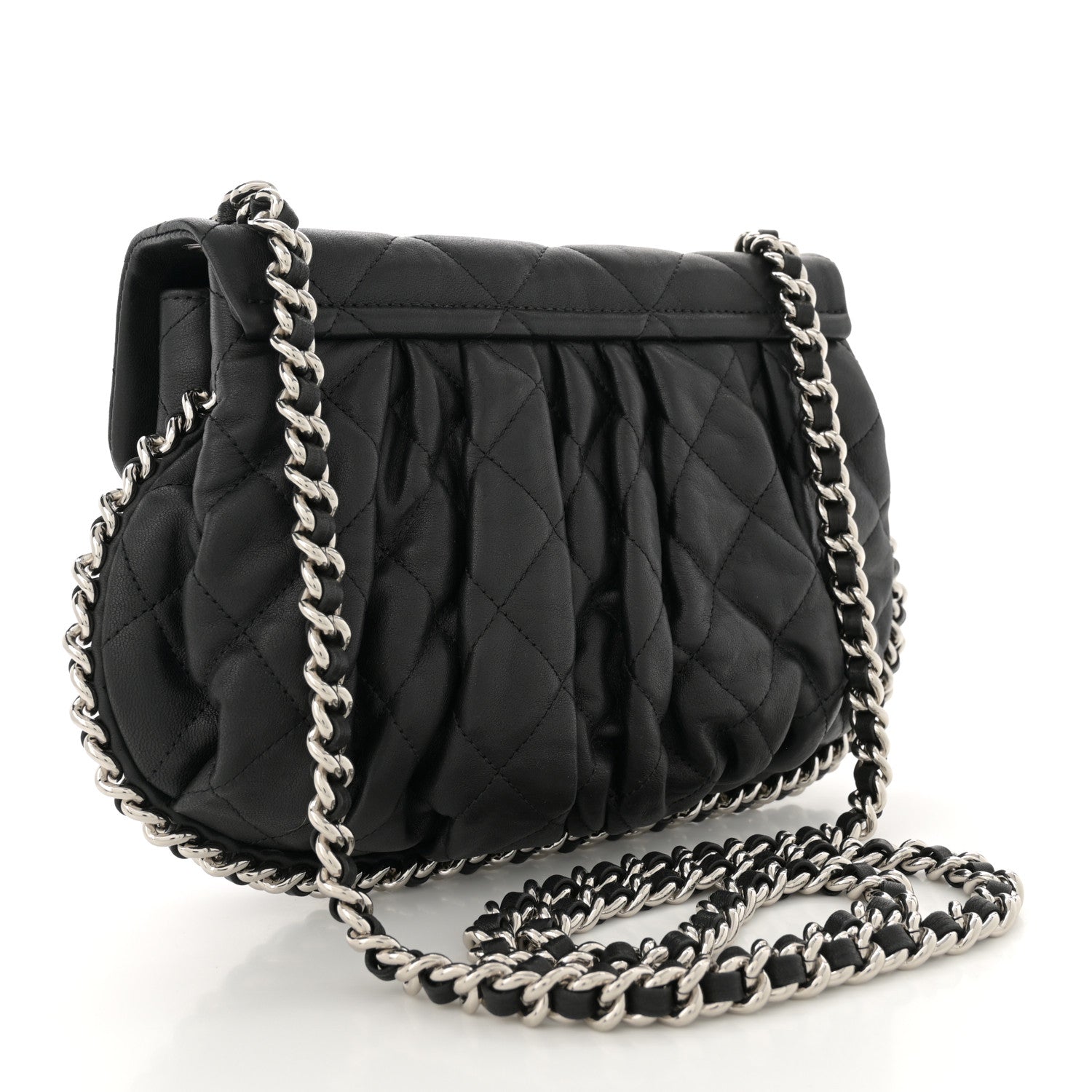 Chanel Washed Lambskin Quilted Medium Chain Around Flap  Black 3 of 10