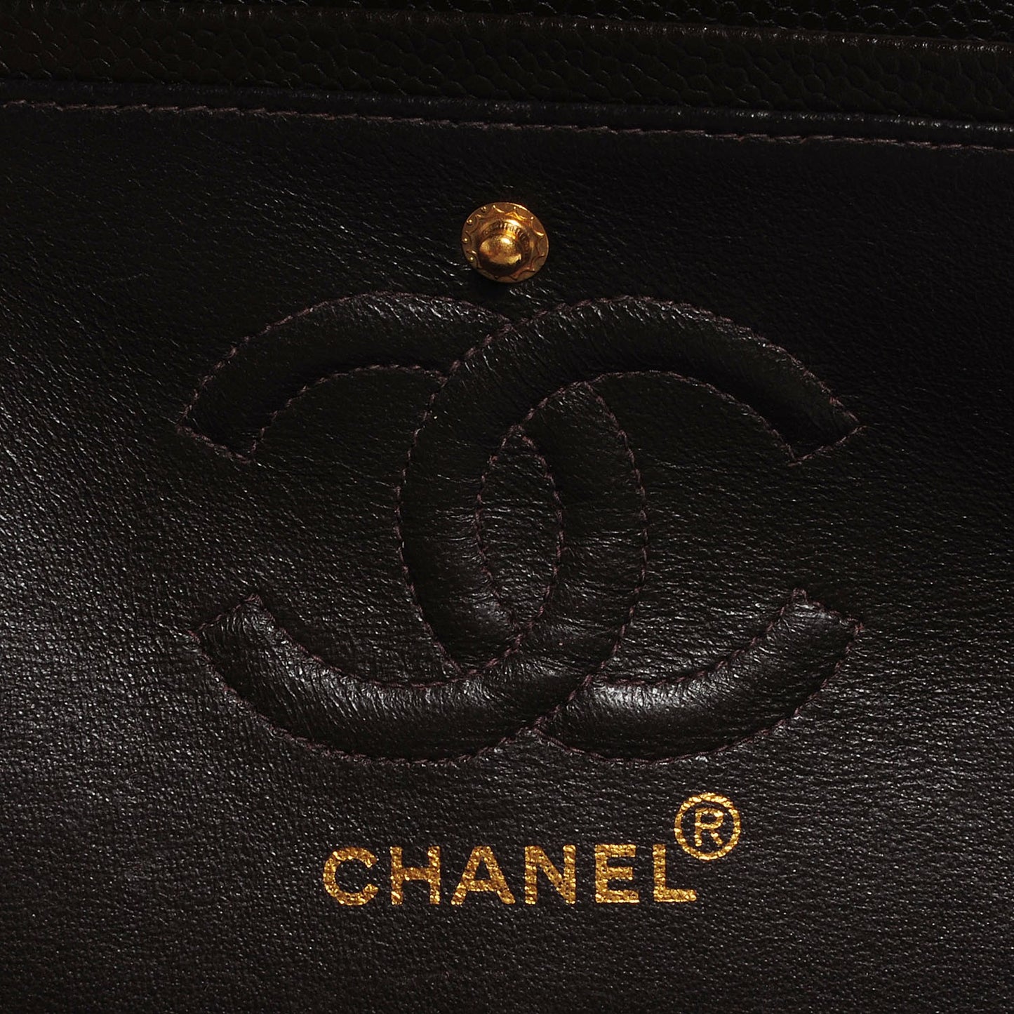 Caviar Quilted Small Double Flap Dark Brown