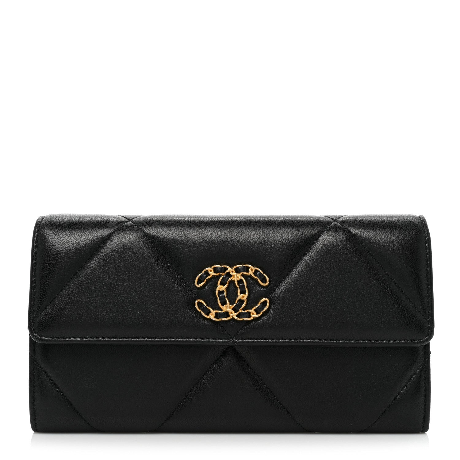 Chanel Lambskin Quilted Chanel 19 Flap Wallet Black 1 of 15