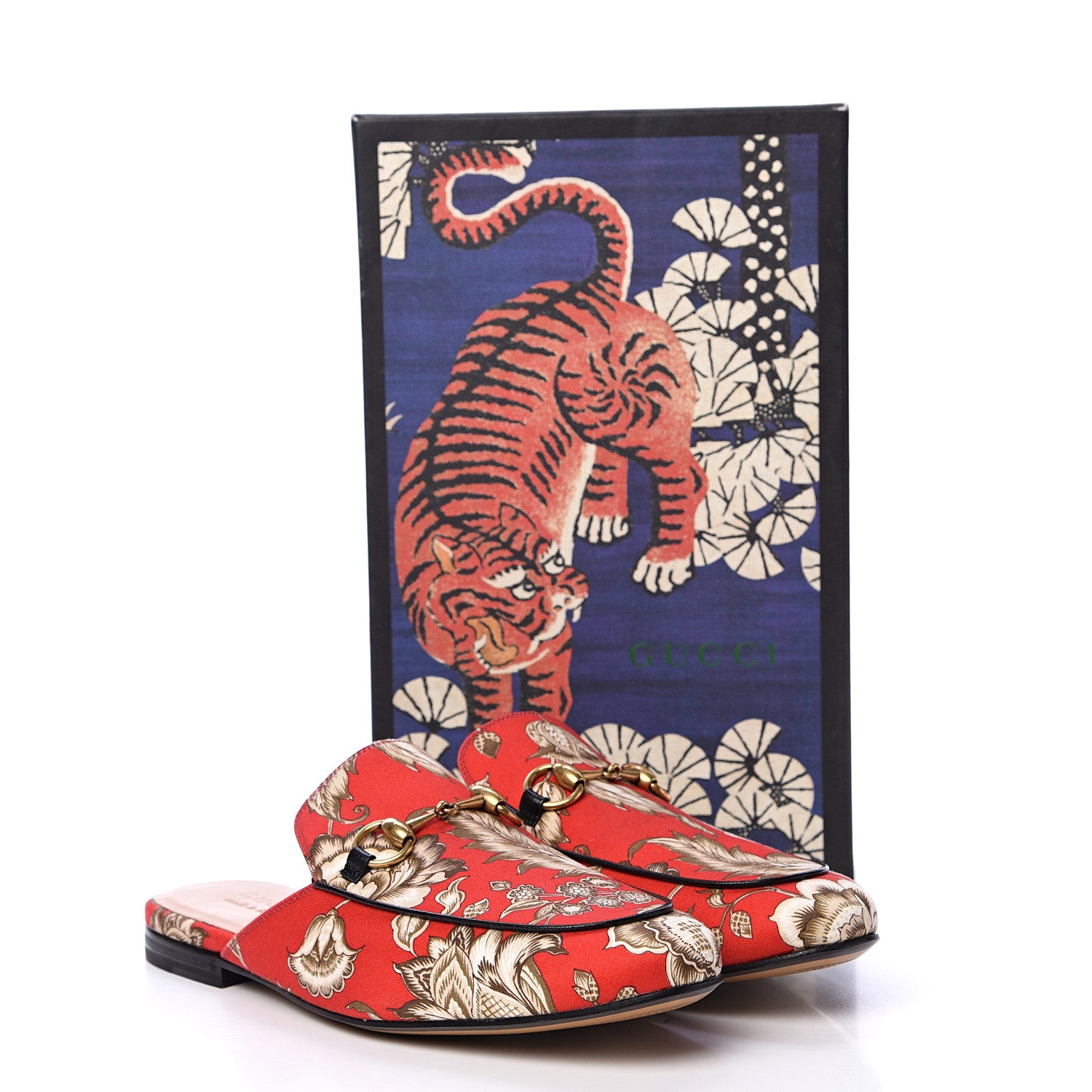 Gucci Satin Floral Printed Mens Princetown Slippers 6 Red 9 of 9