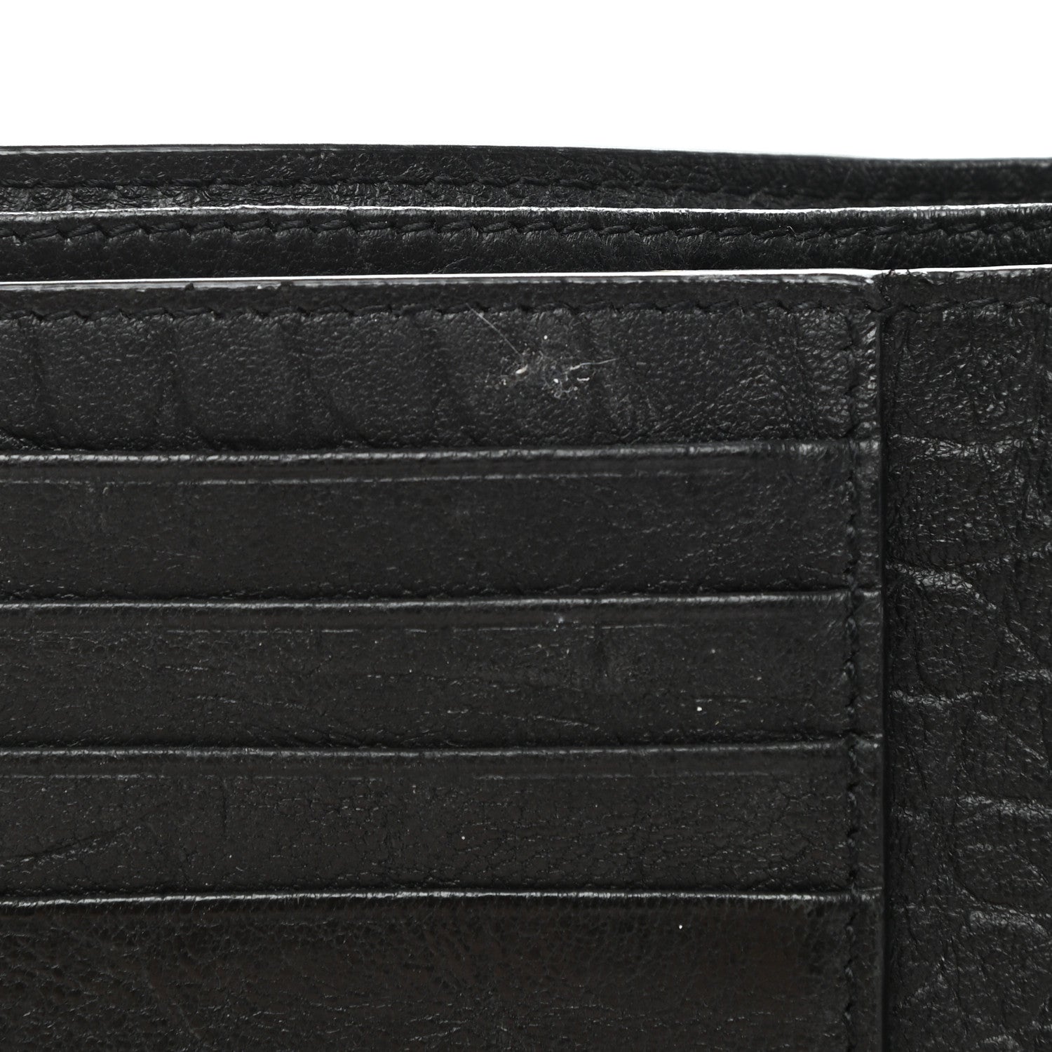 Saint Laurent Calfskin Crocodile Embossed Monogram Bifold Wallet Black 9 of 11