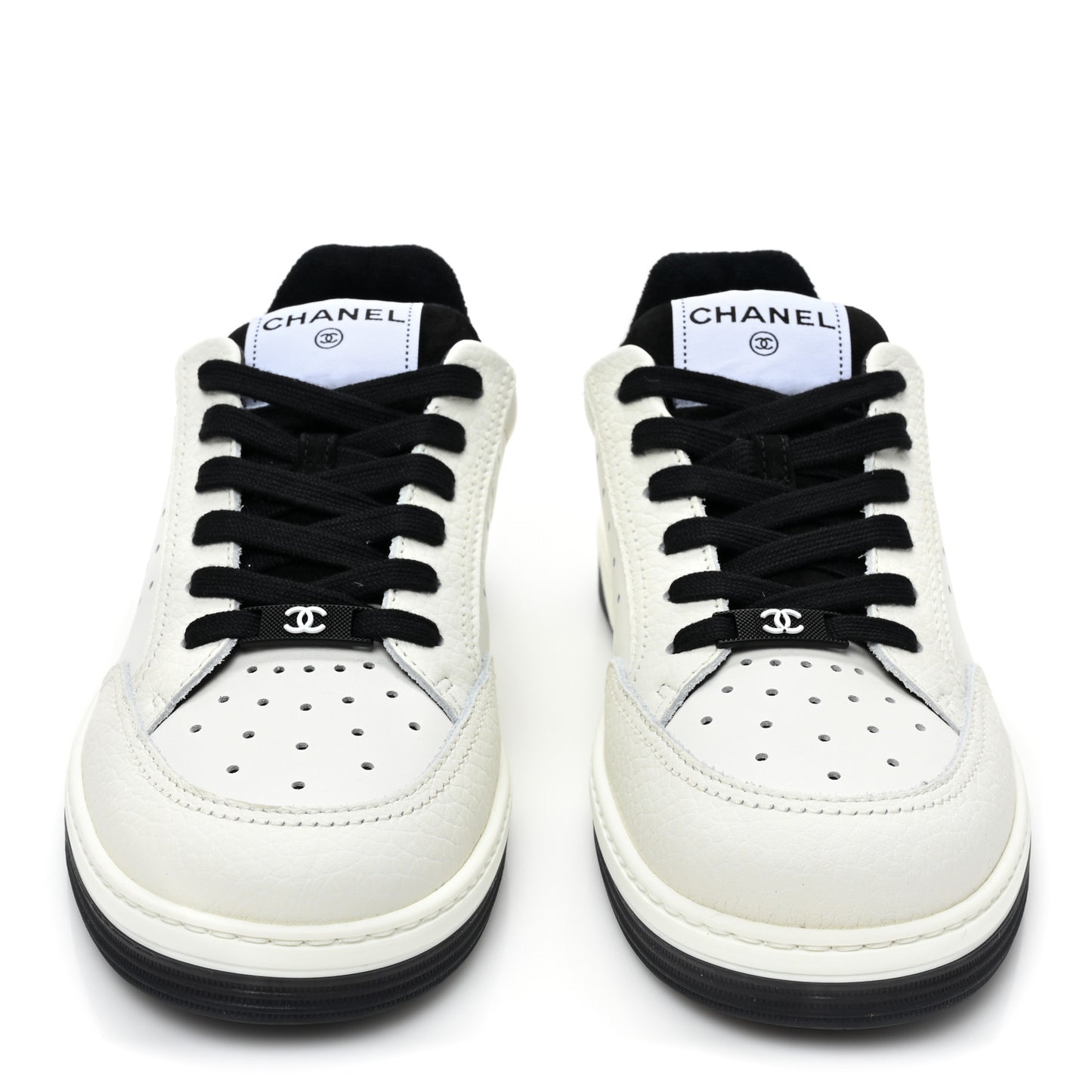 Grained Calfskin Fabric Womens Logo Sneakers 39 White Black
