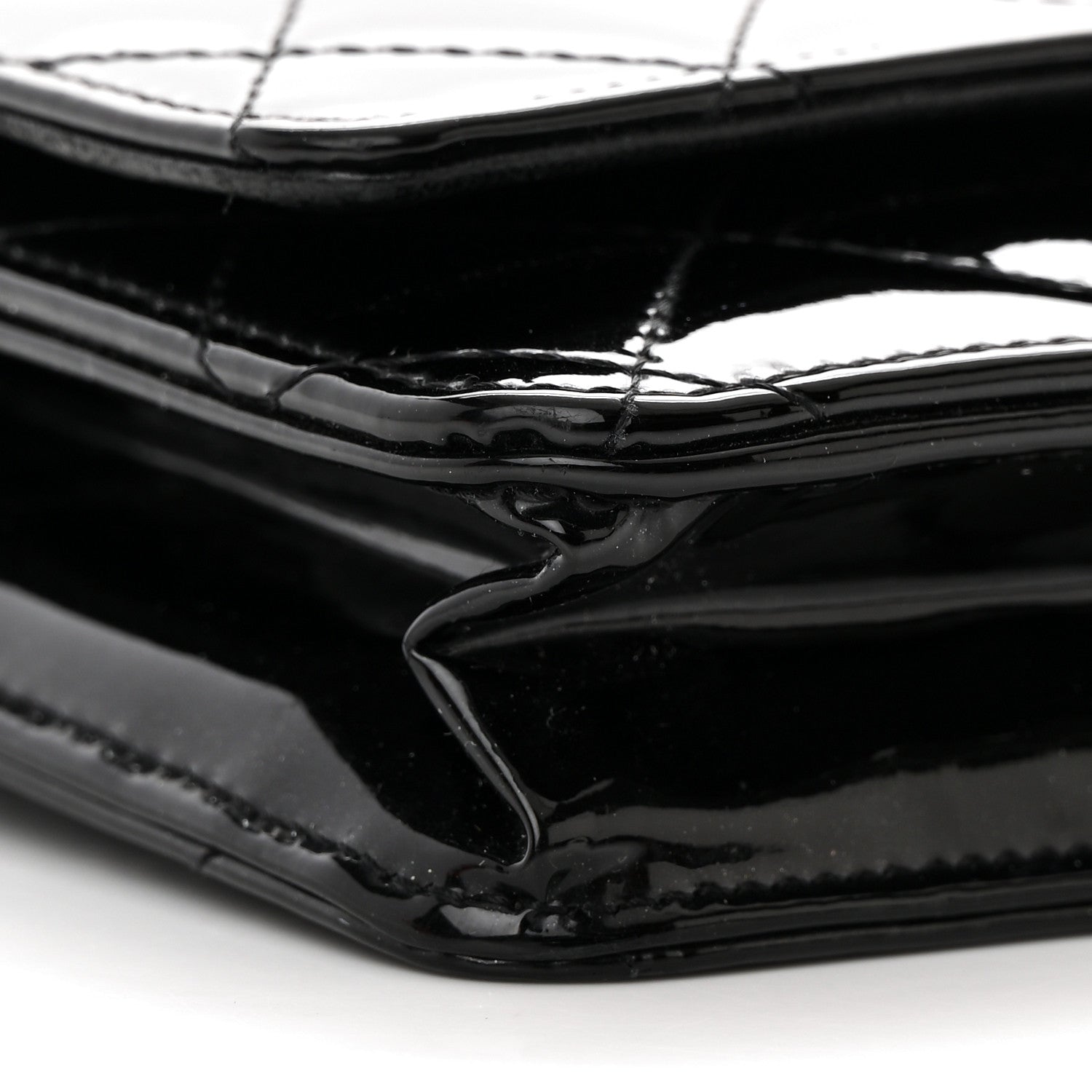 Chanel Patent Quilted Wallet On Chain WOC Black 11 of 16
