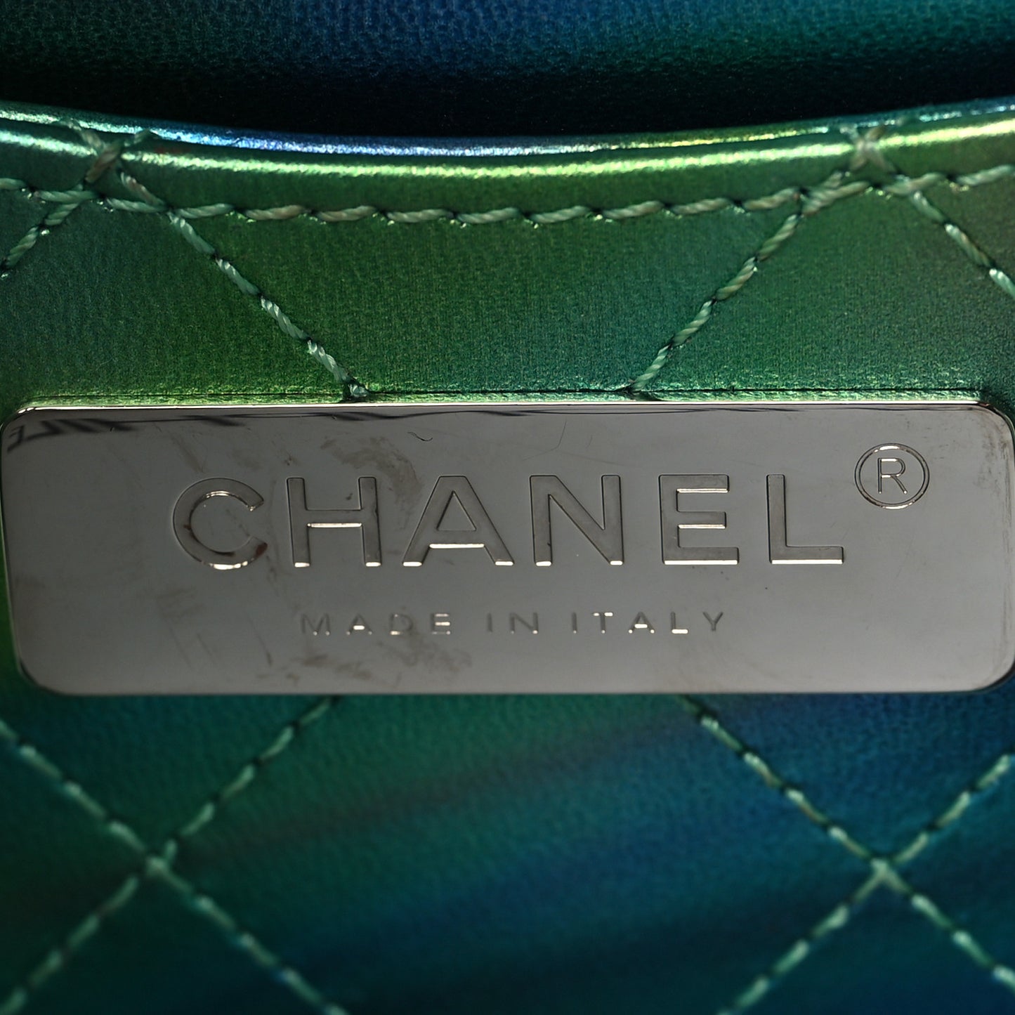 PVC Patent Calfskin Patent Lambskin Small CC Vanity Case Green