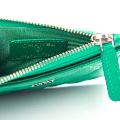 Chanel Caviar Quilted CC Zip Card Holder Green 6 of 8