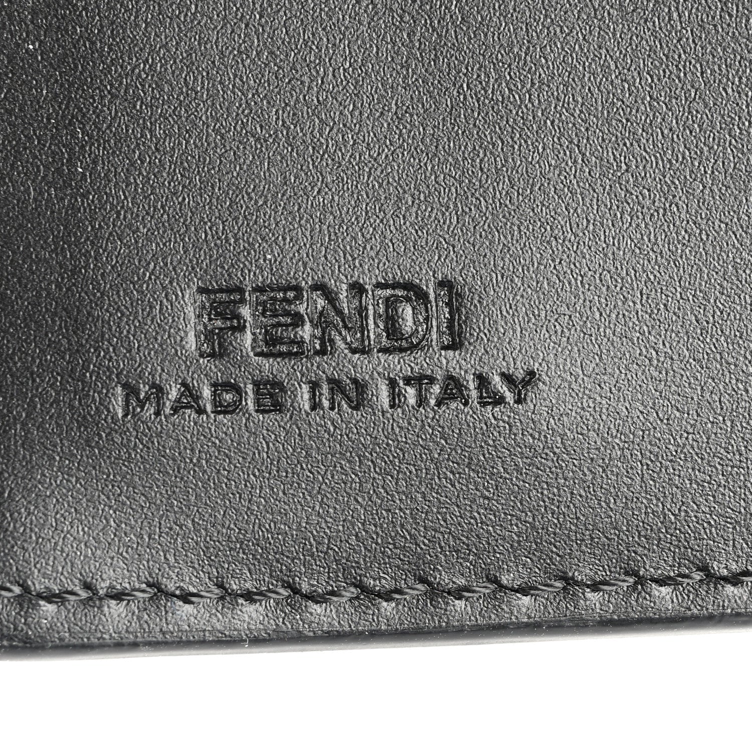 Fendi Glazed Fabric Vitello FF 1974 Bi-Fold Wallet Black Gray 6 of 6