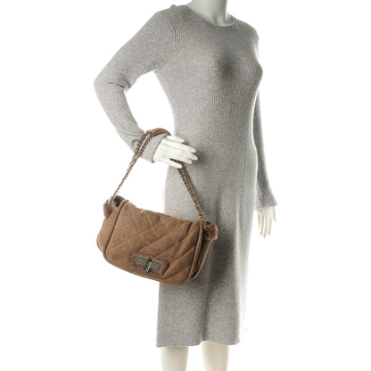 Chanel Shearling Quilted Mademoiselle Flap Beige 2 of 7