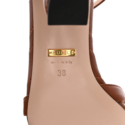 Gucci Nappa Matelasse T-Strap 40mm Sandals 38 Brown Papaya 6 of 10