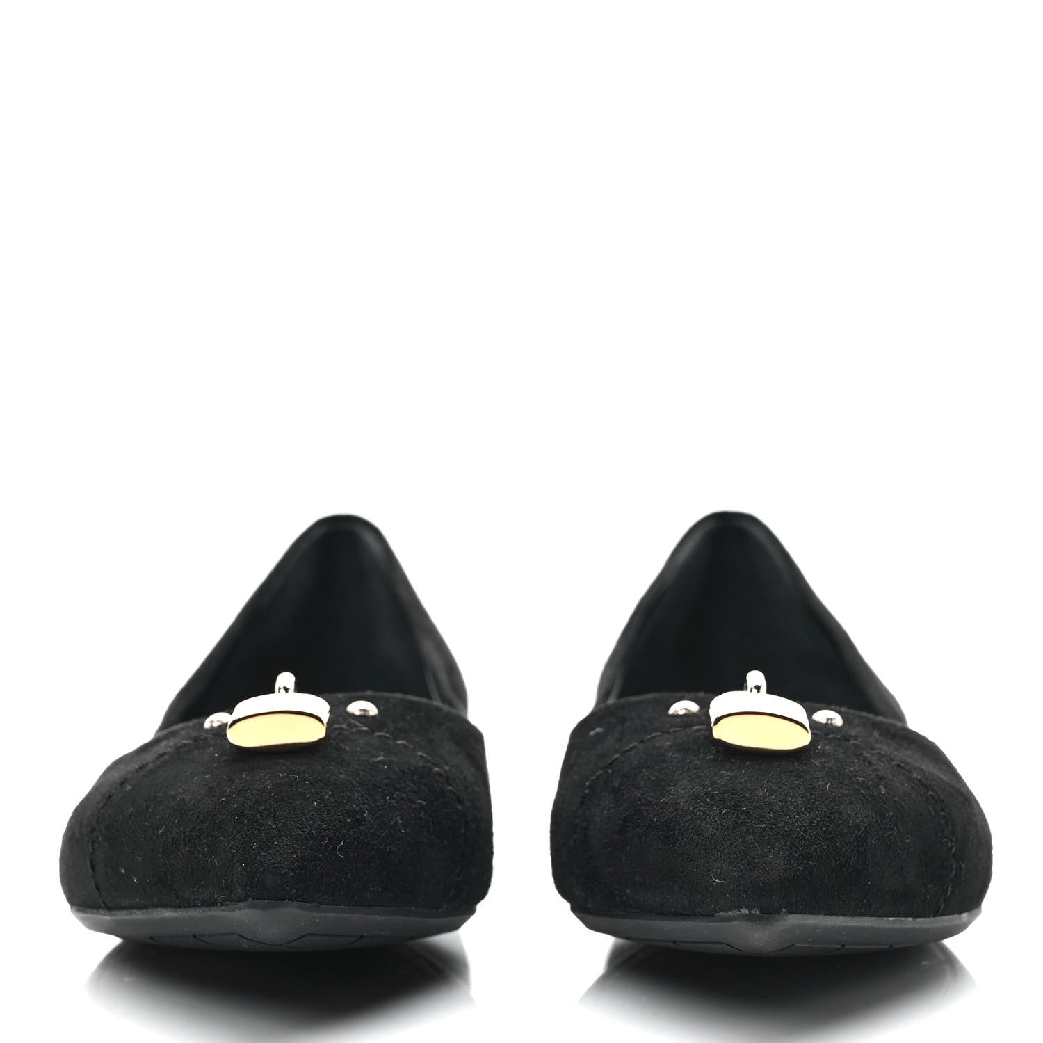 Louis Vuitton Suede Lock It Ballerina Flats 37 Black 2 of 9