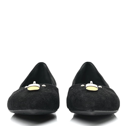 Louis Vuitton Suede Lock It Ballerina Flats 37 Black 2 of 9