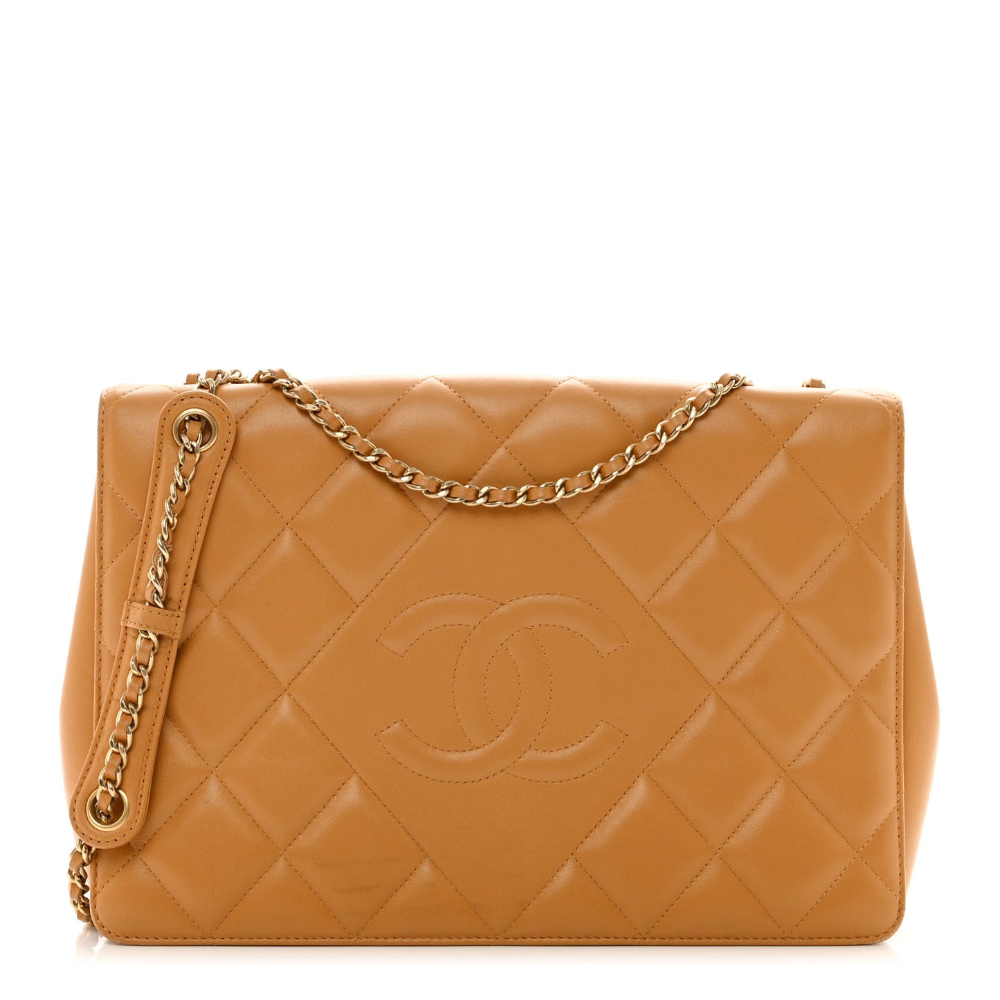Lambskin Quilted Medium Diamond CC Flap Beige